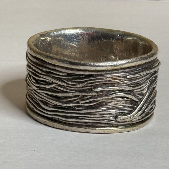 BAT-AMI ISRAEL 925 Silver Vintage Wide Bangle Bracelet